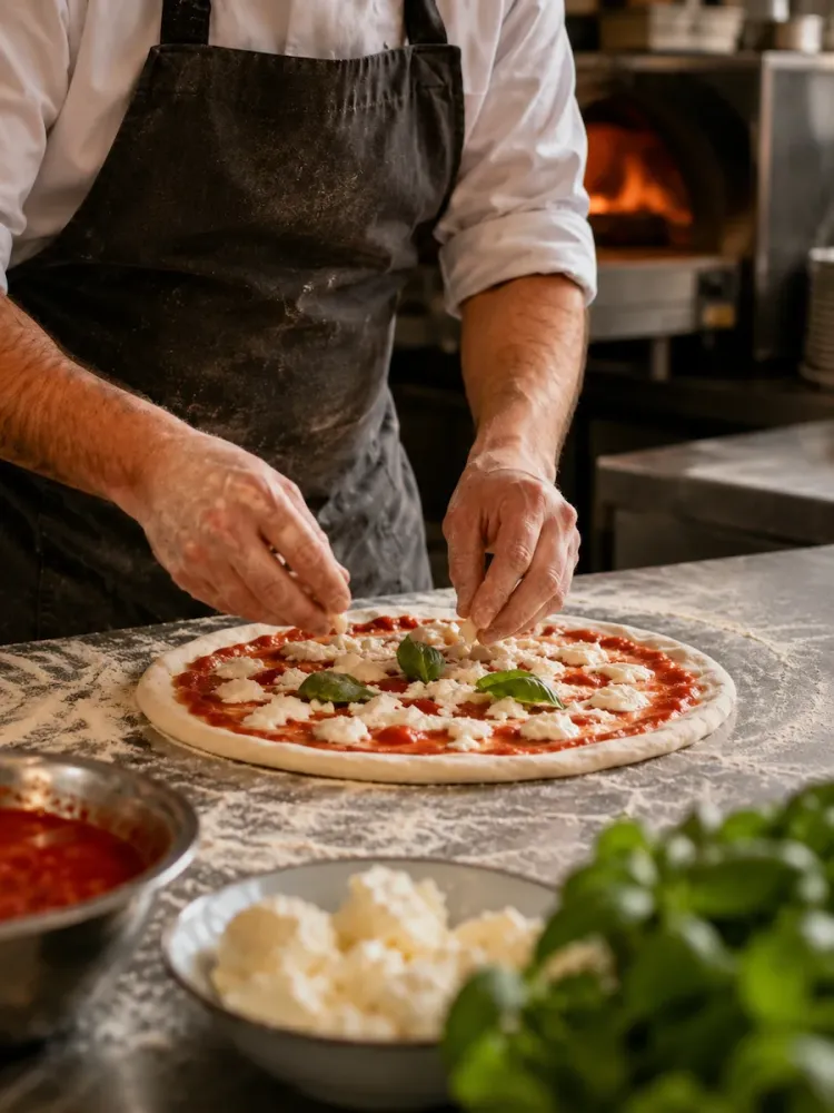 Picopek pri pripravi pice v pizzeriji